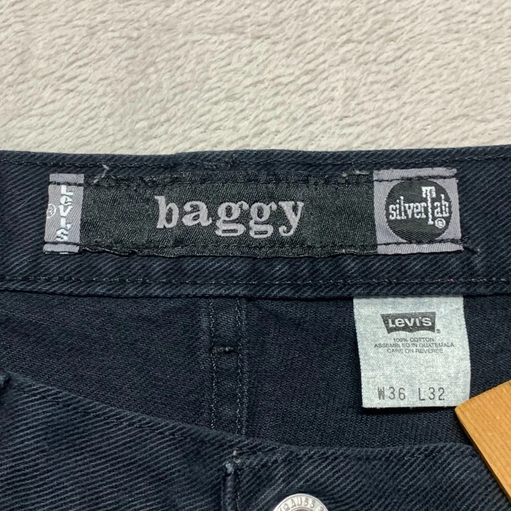 Vintage LEVI'S Y2K Men's 38x31 Black‎ Silver Tab Baggy Loose Denim Jeans Pants